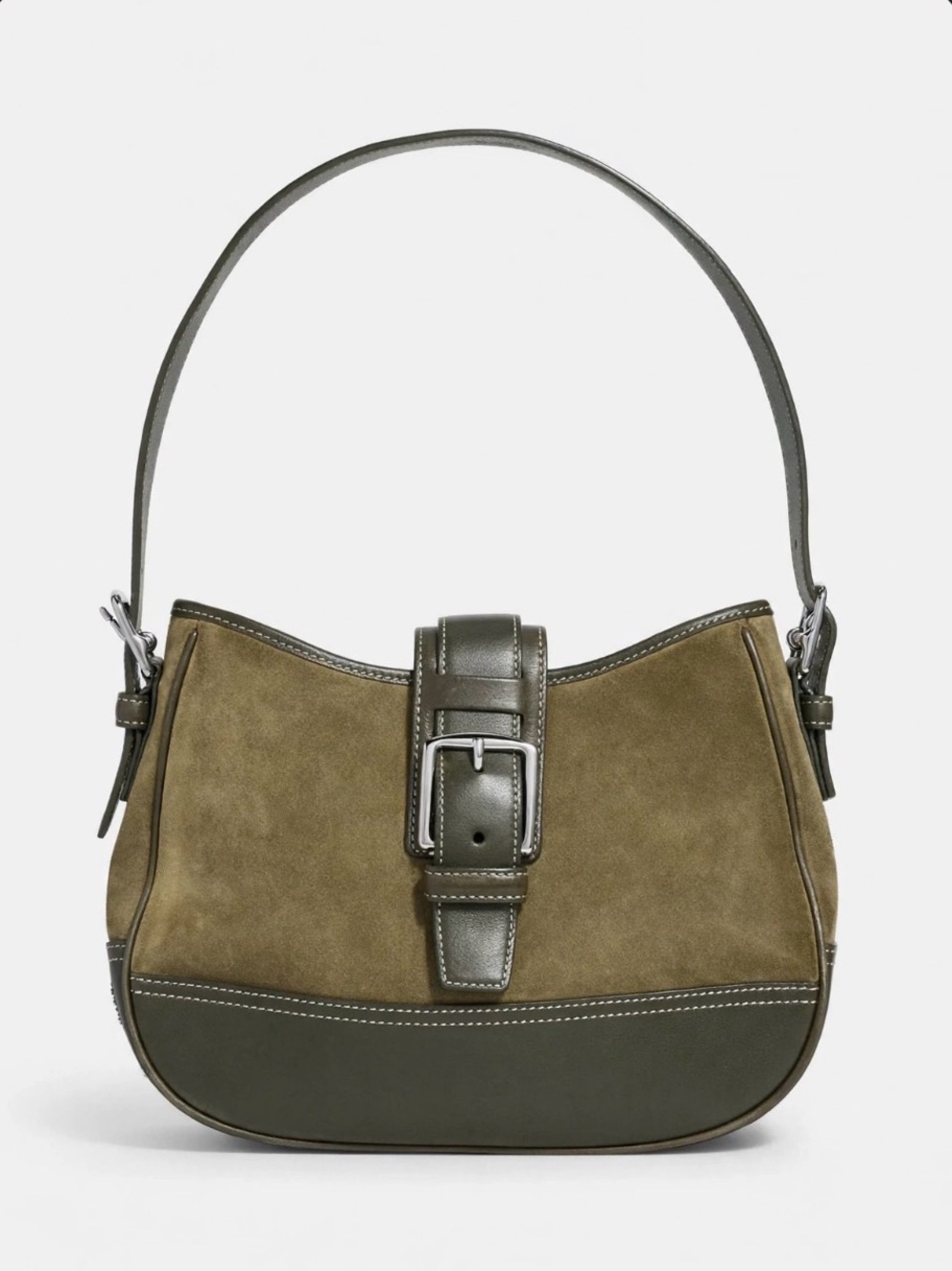 MINT Vintage Y2K COACH Hamptons Olive Suede Buckle Hobo Bag #7589